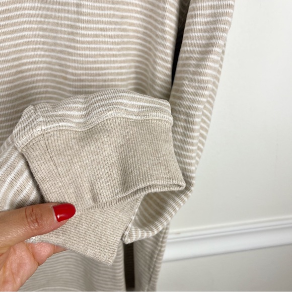 Todd & Gunn Beige White Striped Riverlands Sweatshirt 1/4 Zip 100% Cotton Size M - Picture 8 of 12